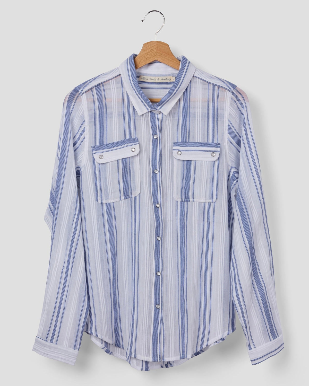 Calais Blouse - Blue White Stripe