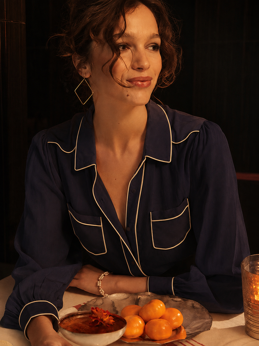 Silk Blouse Navy
