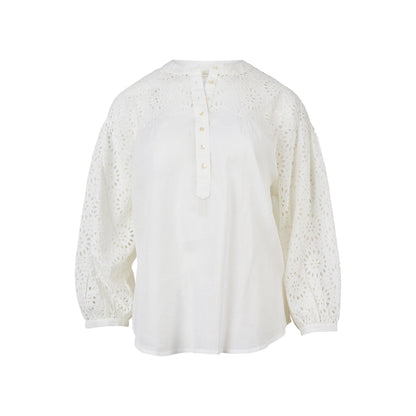 Circle Lace Blouse in Chalk