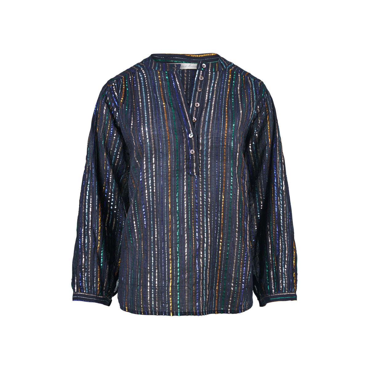 Ines Blouse in Black/Rainbow Lurex