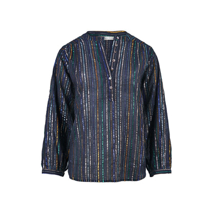 Ines Blouse in Black/Rainbow Lurex