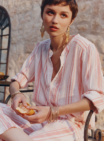 Amelie Blouse - Red White Stripe