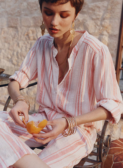 Amelie Blouse - Red White Stripe