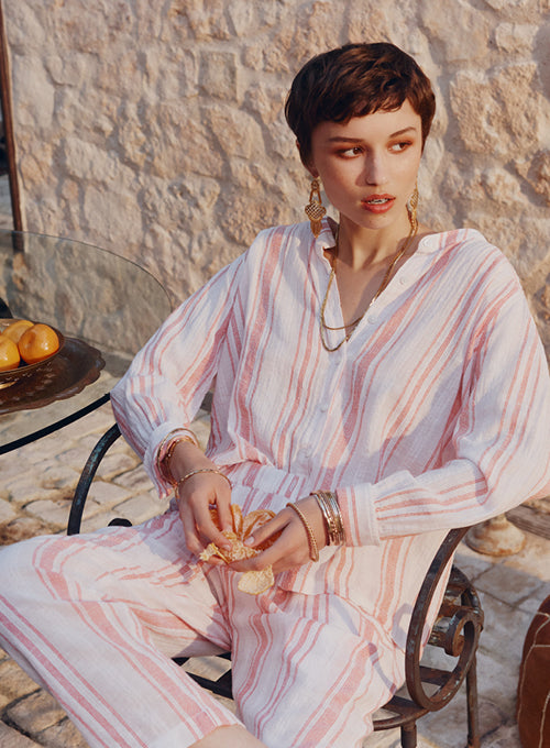 Amelie Blouse - Red White Stripe