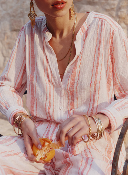 Amelie Blouse - Red White Stripe