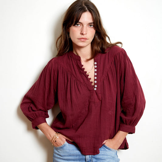 Marais Blouse - Burgundy