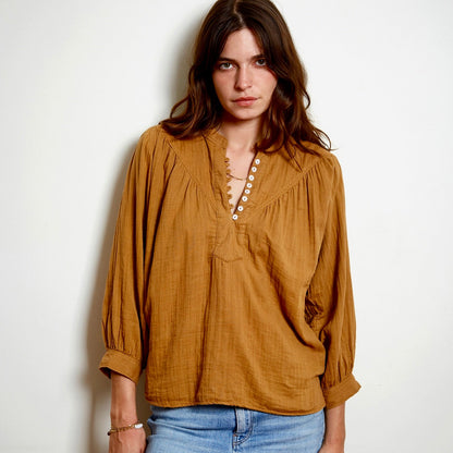 Marais Blouse in Tan