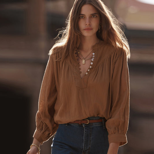 Marais Blouse in Tan