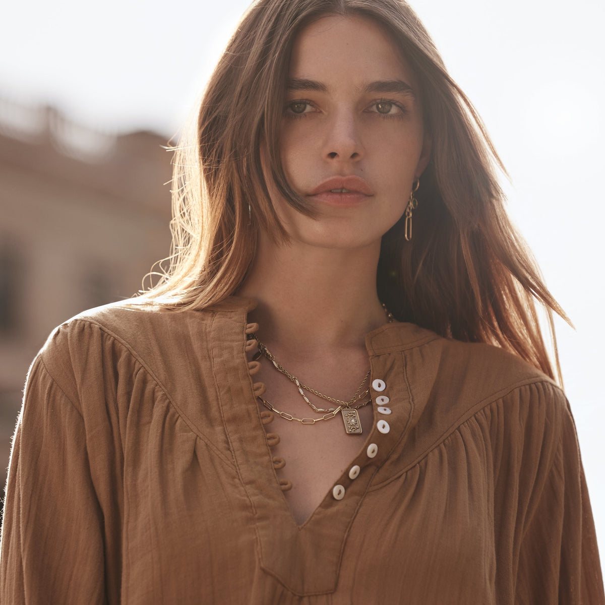 Marais Blouse in Tan