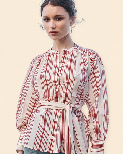 PJ Edie Blouse - Red Ecru