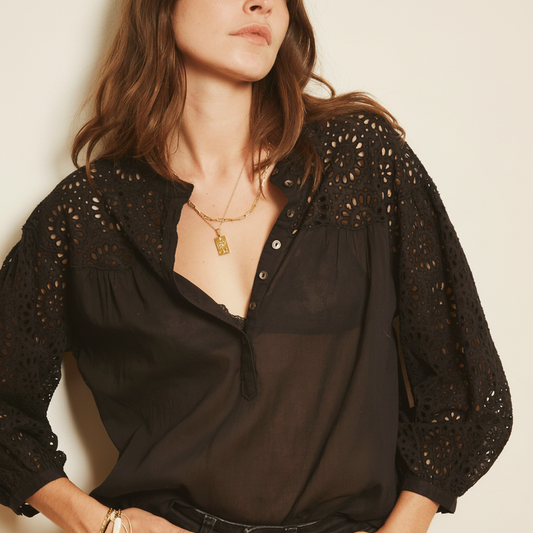 Circle Lace Blouse in Black
